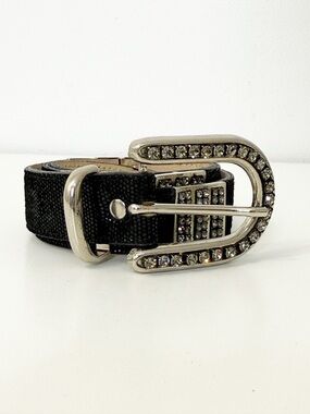 Leatherock Black Rhinestone Western Leather Belt Women’s M/L Country Bling